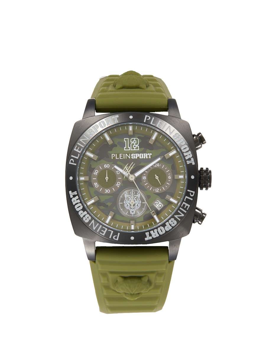 Men's Wildcat IP Black Stainless Steel Case, Silicone Strap Chronograph Watch/40MM -
