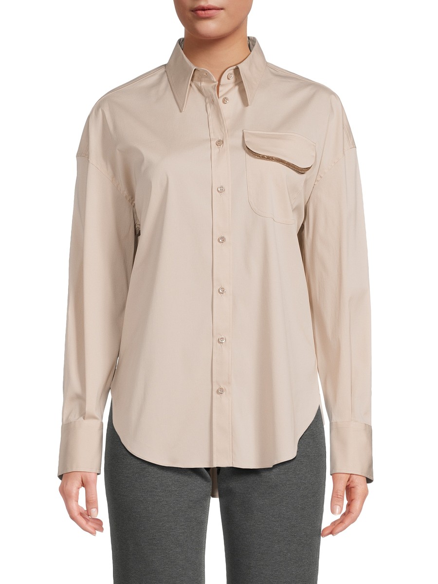 Women's Cotton Blend Shirt - Almond - Size
