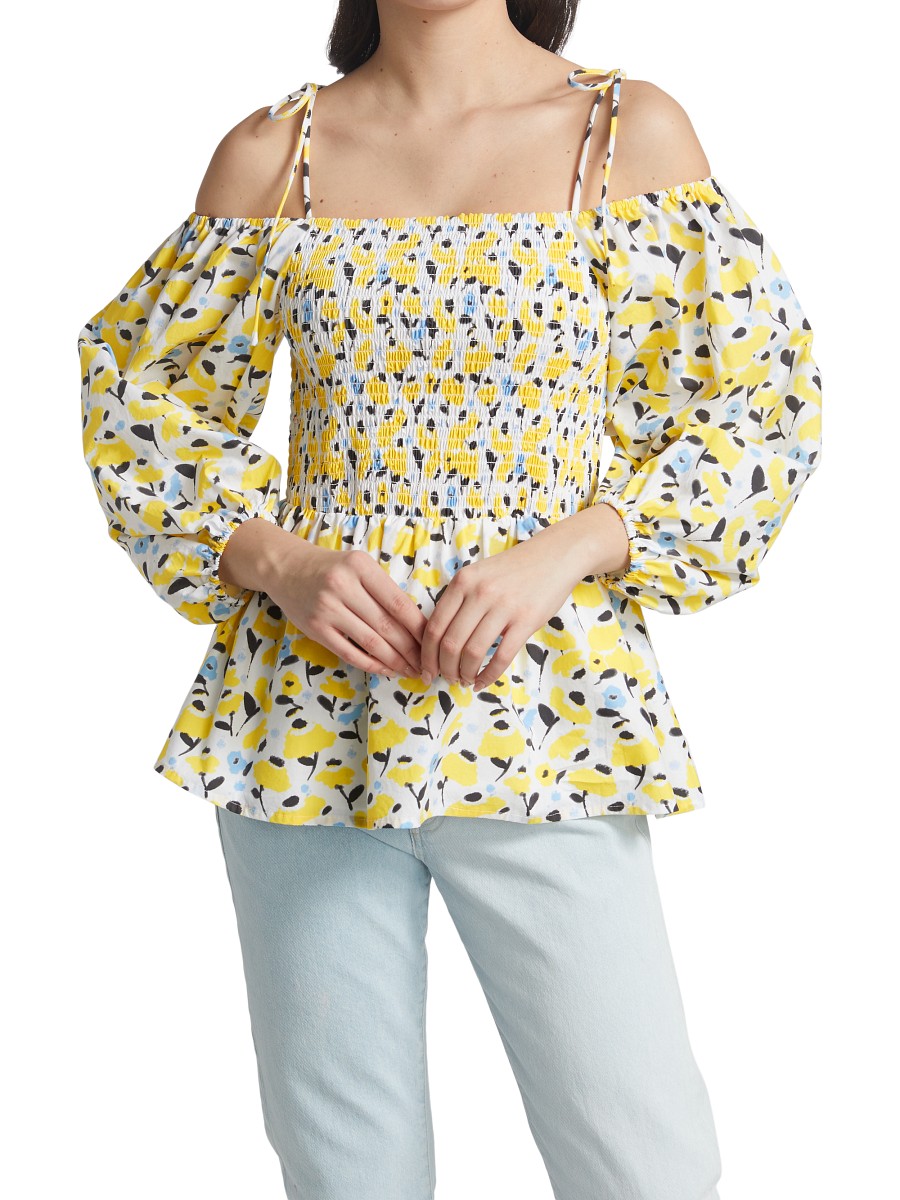 Women's Valerie Peplum Blouse - Yellow Multi - Size