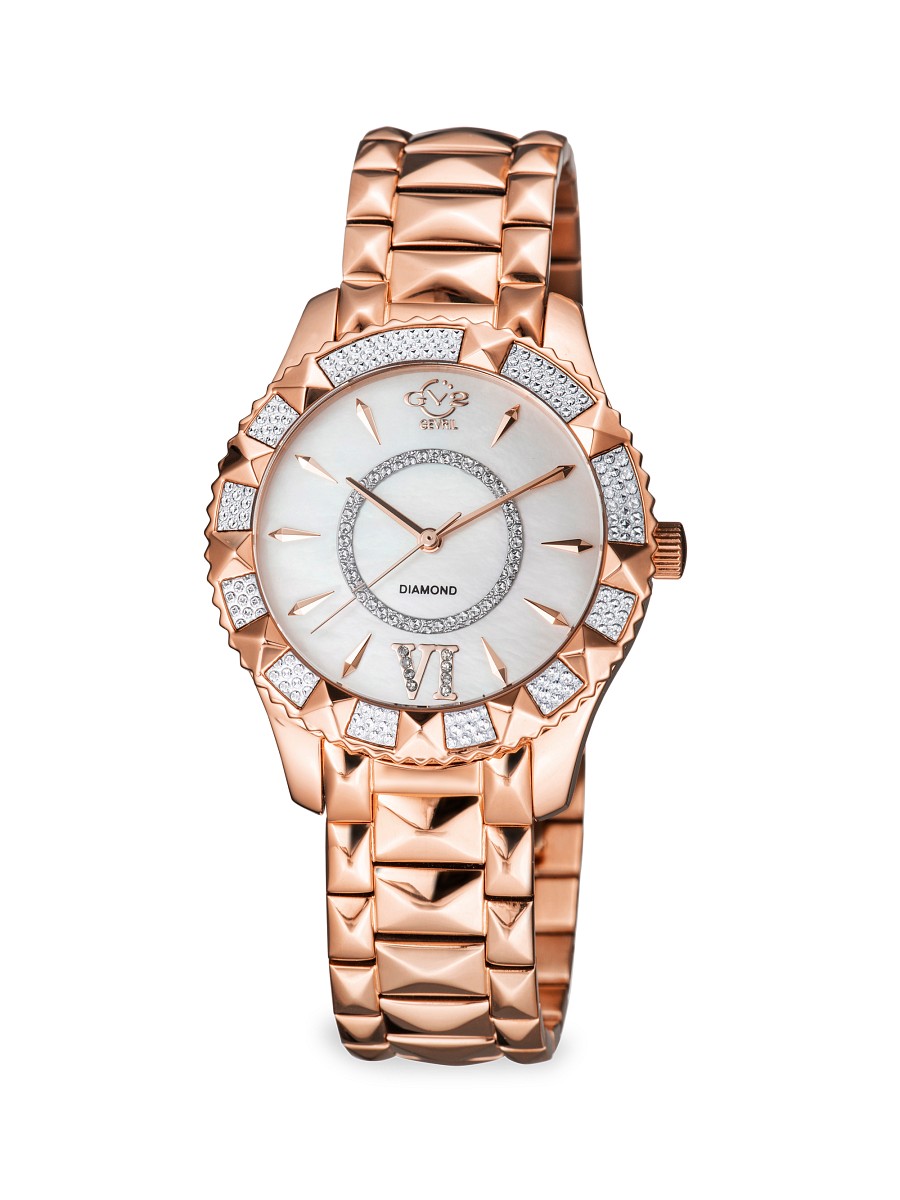Women's Venice 38.5MM Stainless Steel, Mother-Of-Pearl & Diamond Bracelet Watch