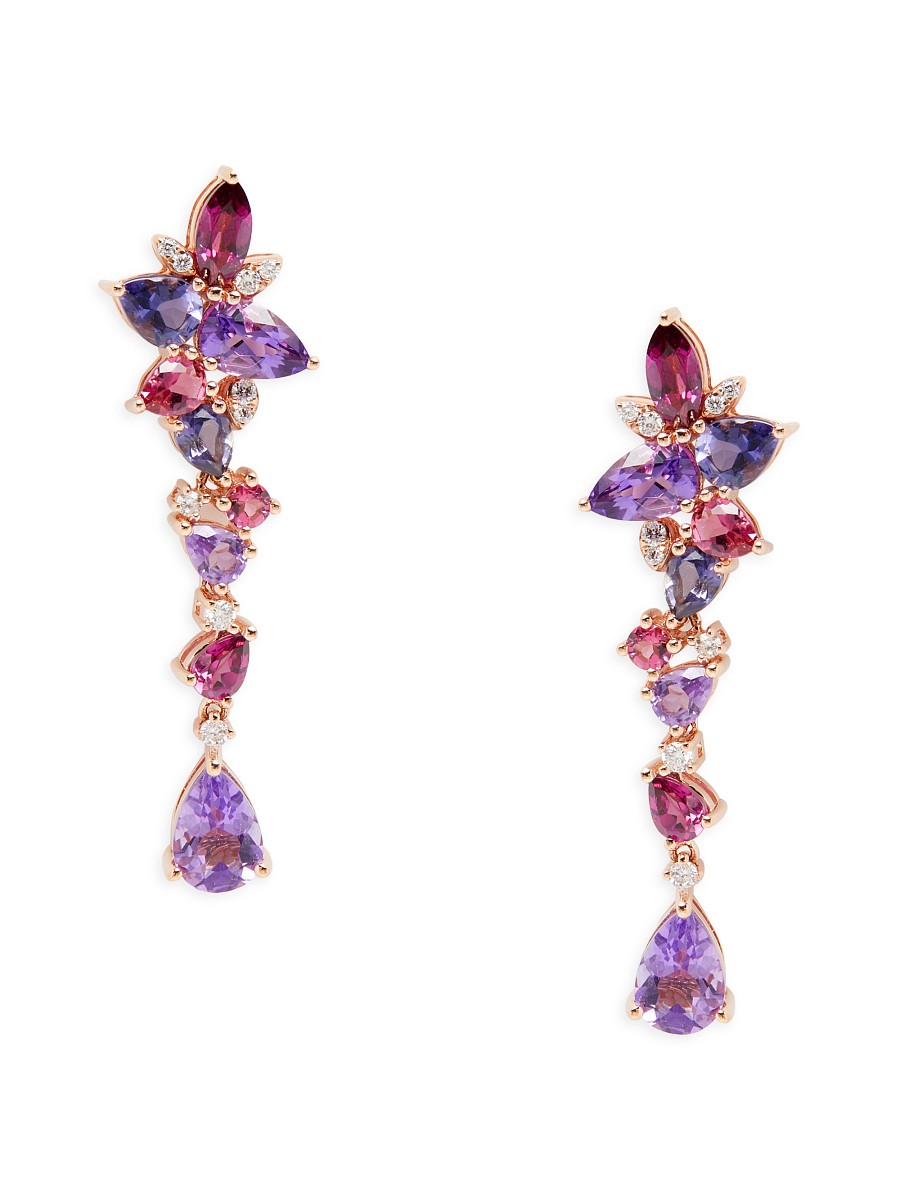 Women's 14K Rose Gold & Multi Stone Drop Earrings