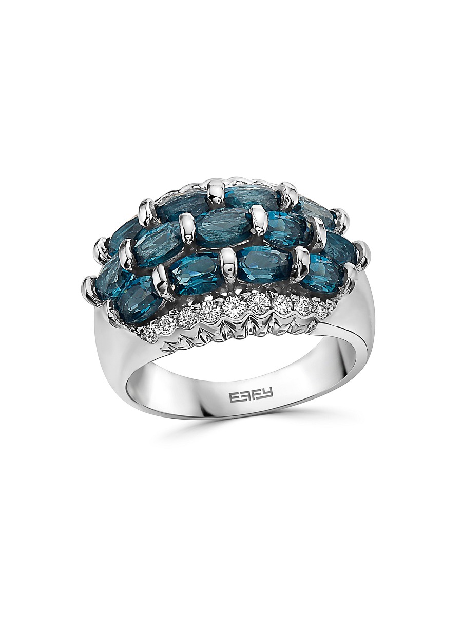 Women's 14K White Gold, Topaz & 0.32 TCW Diamond Ring - Size