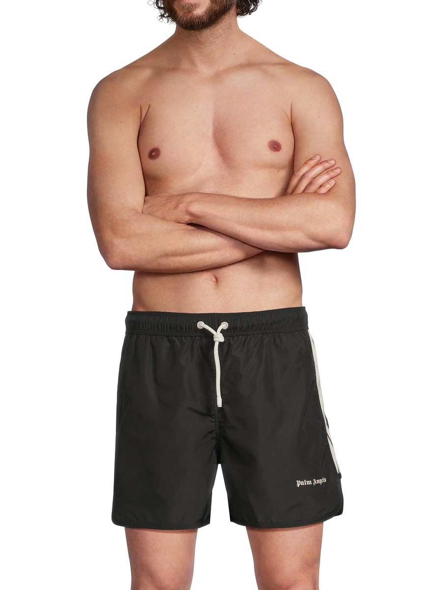 Men's Logo Drawstring Swim Shorts - Black Off - Size