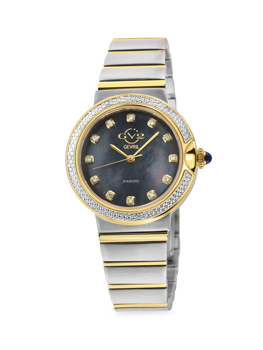 Women's Sorrento 32MM Two Tone Stainless Steel, Mother of Pearl & Diamond Bracelet Watch
