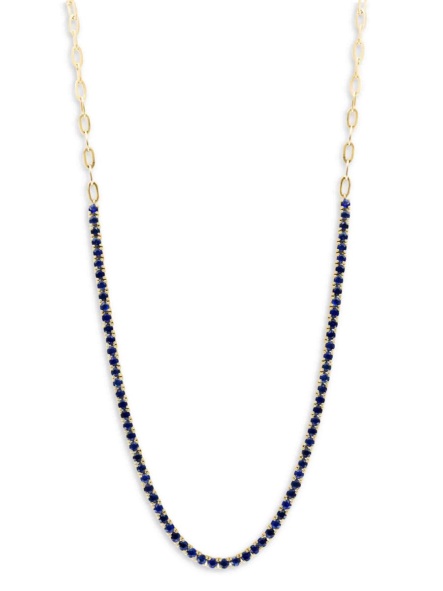 Women's 14K Yellow Gold Sapphire Necklace -
