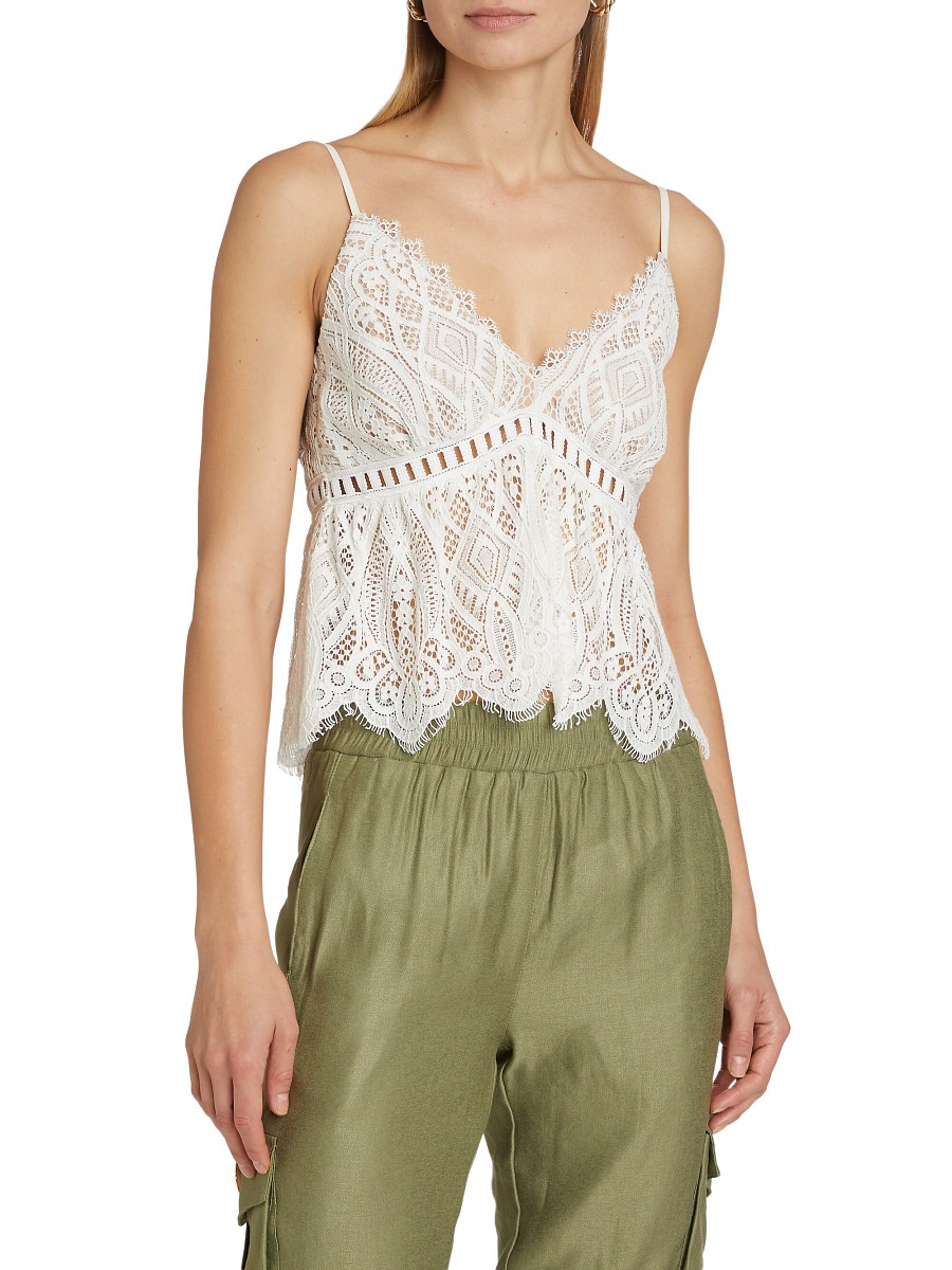 Women's Laura Lace Cami Top - White Beige - Size
