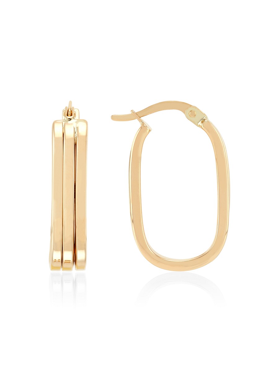 Women's 14K Yellow Gold Oval Huggie Earrings -