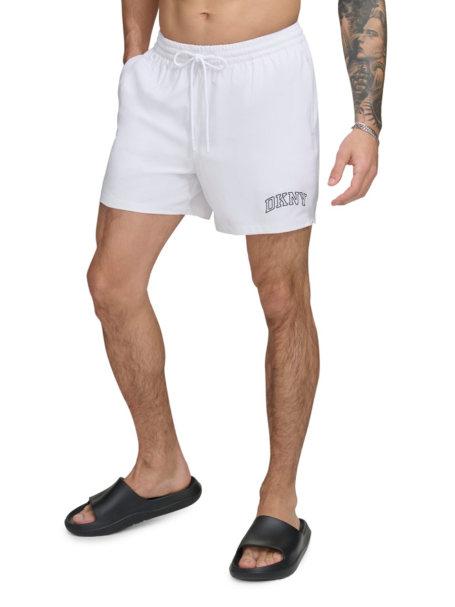 Men's Standard Fit Flat Front Swim Shorts - Brilliant White - Size