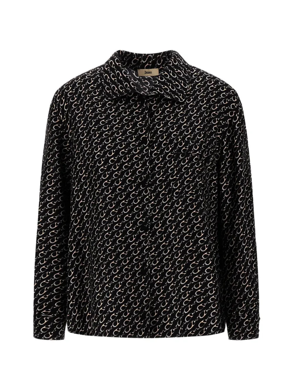 Graphic-Print Silk Shirt