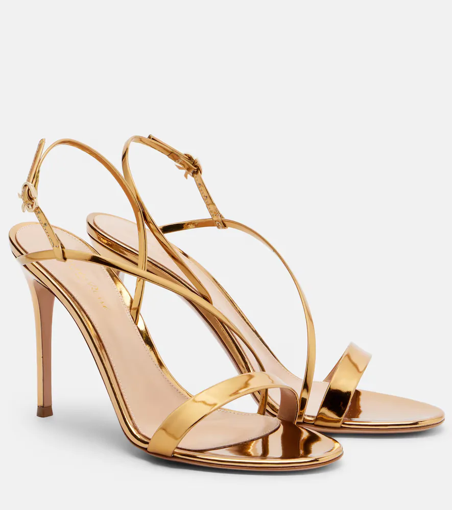 Sandales Slingbacks En Cuir Métallisé