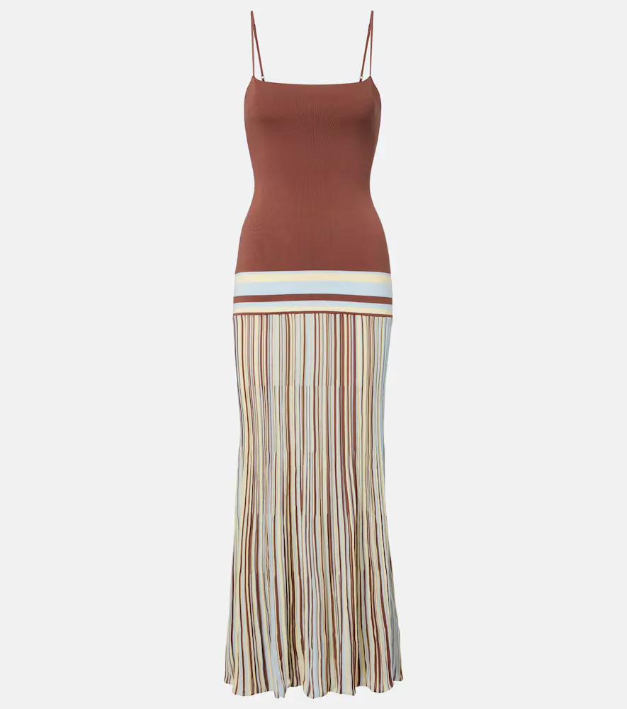 Robe Longue Citara Rayée En Coton Mélangé