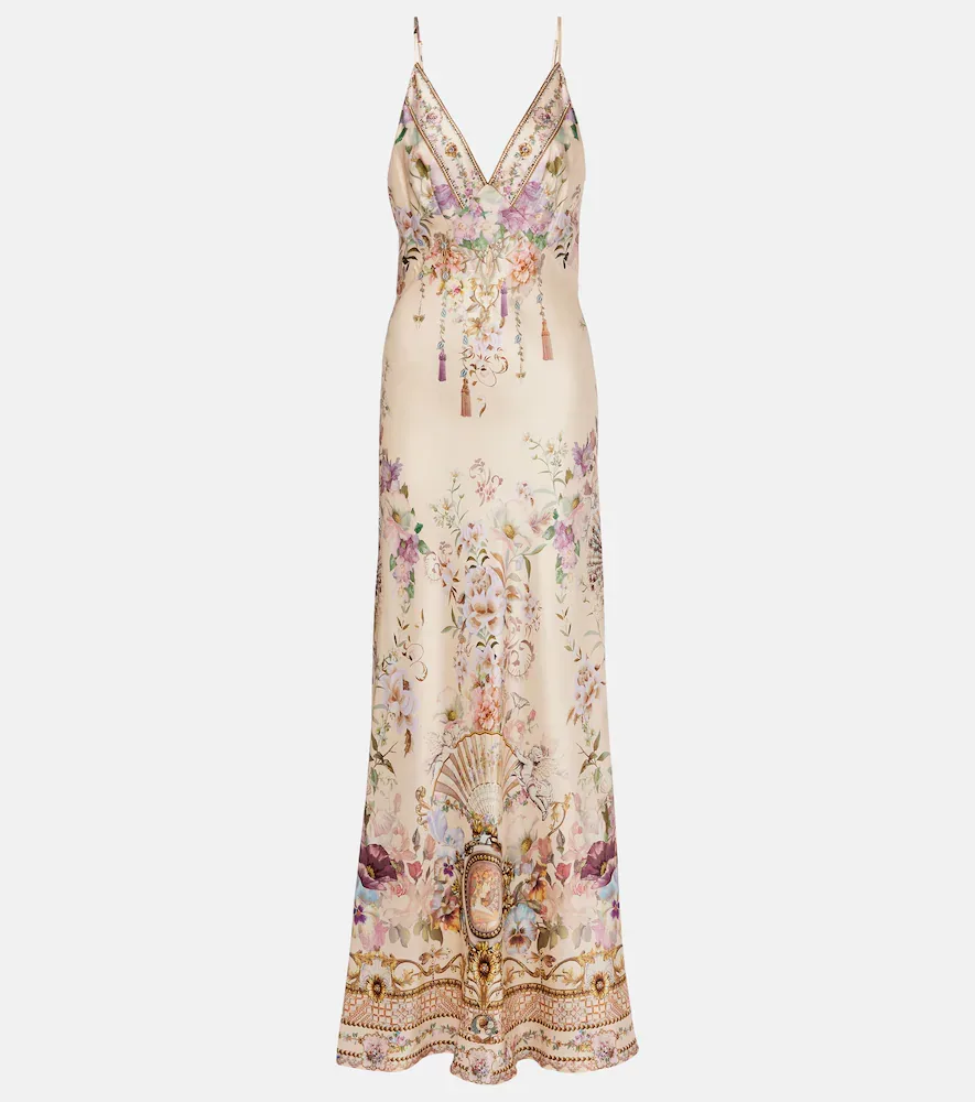 Robe Nuisette En Soie à Ornements
