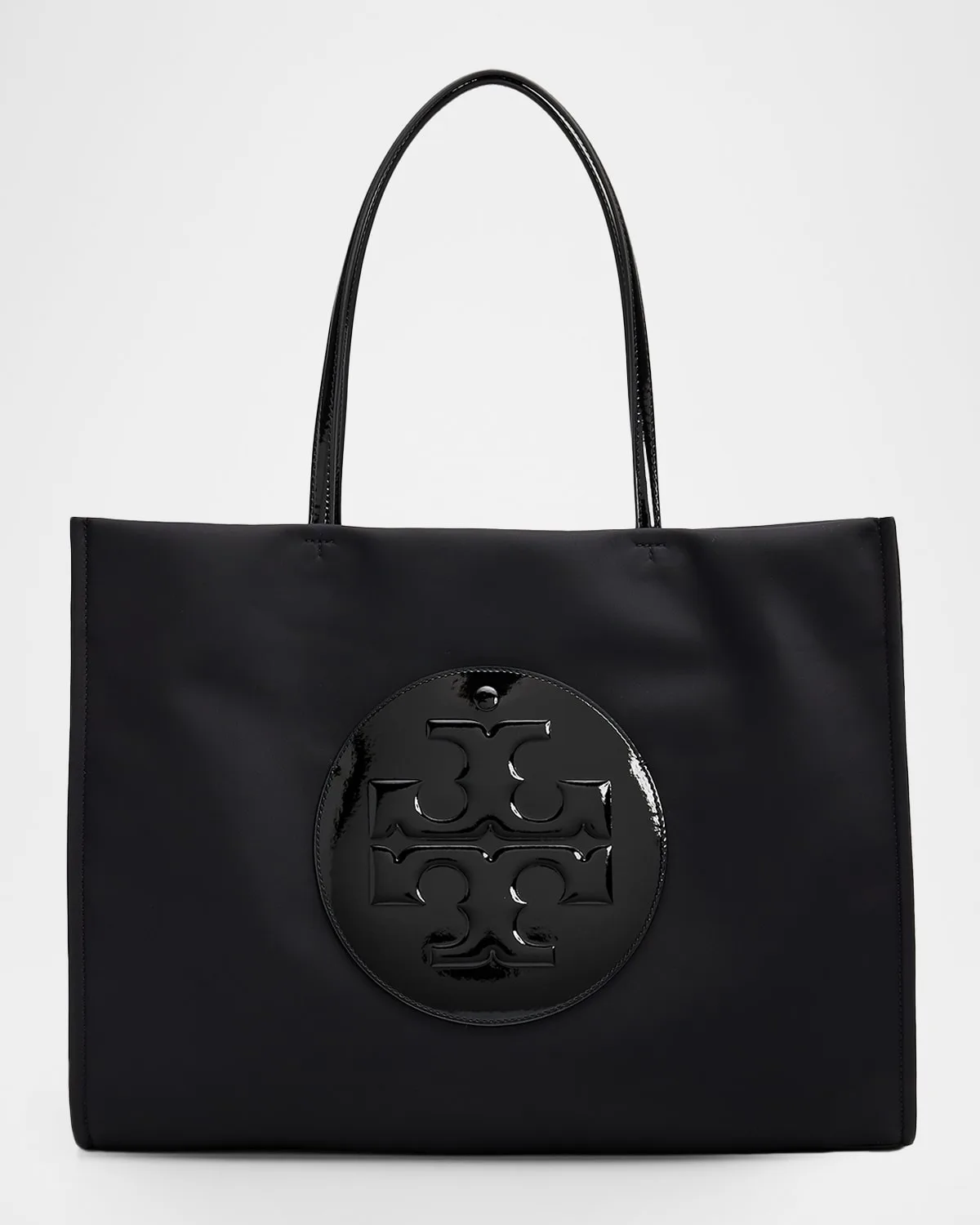 Ella Logo Patch Patent Tote Bag