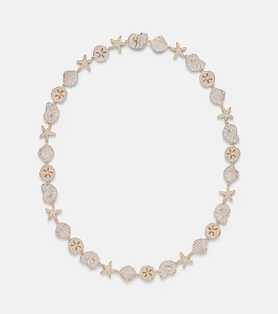 Collier Sea Life En or 14 ct (585/1000) Et Diamants