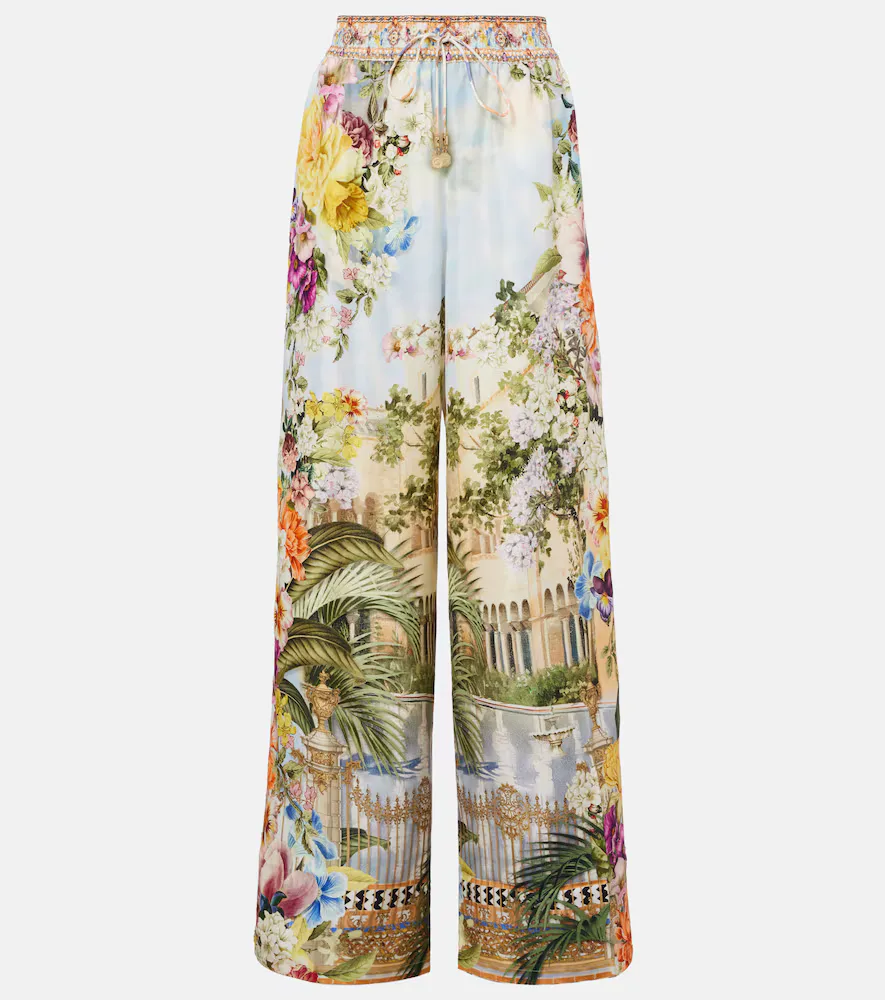 Pantalon Ample En Soie Imprimé
