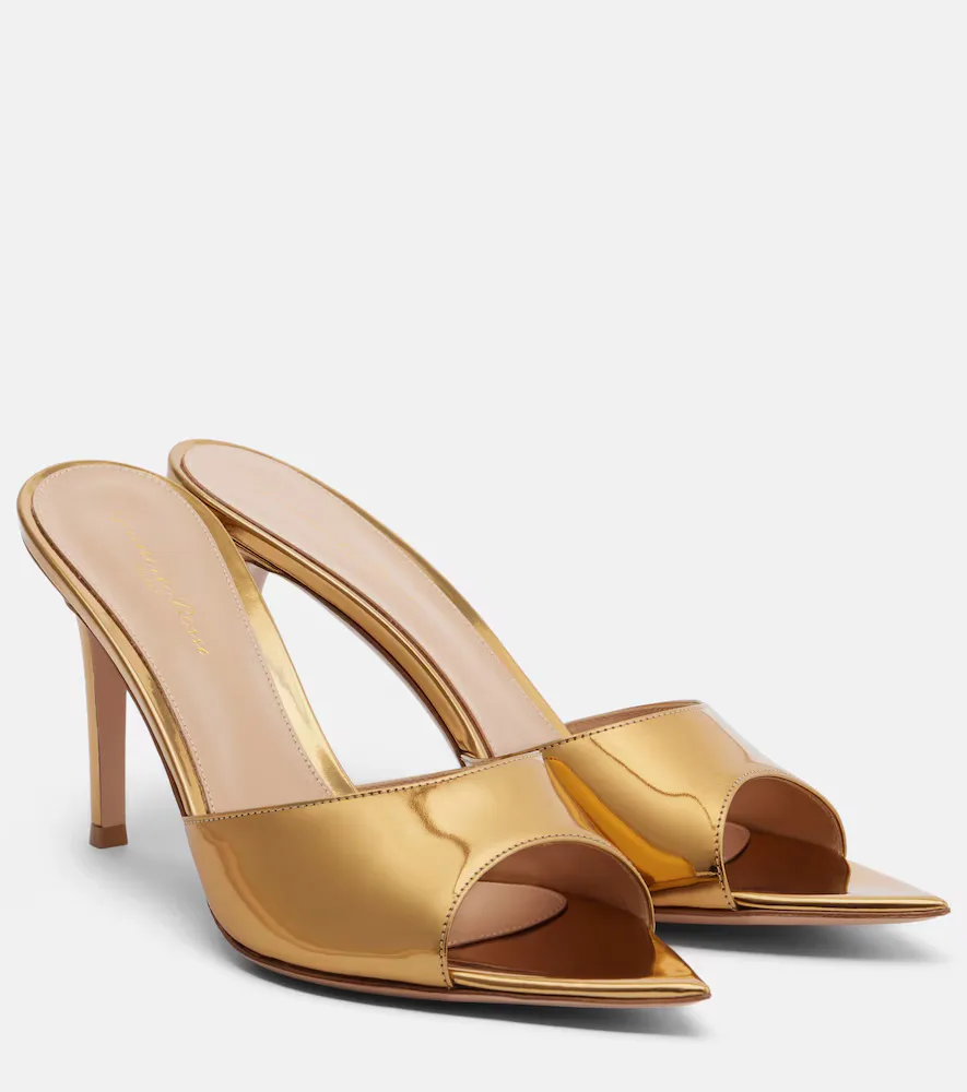 Mules Elle En Cuir Métallisé