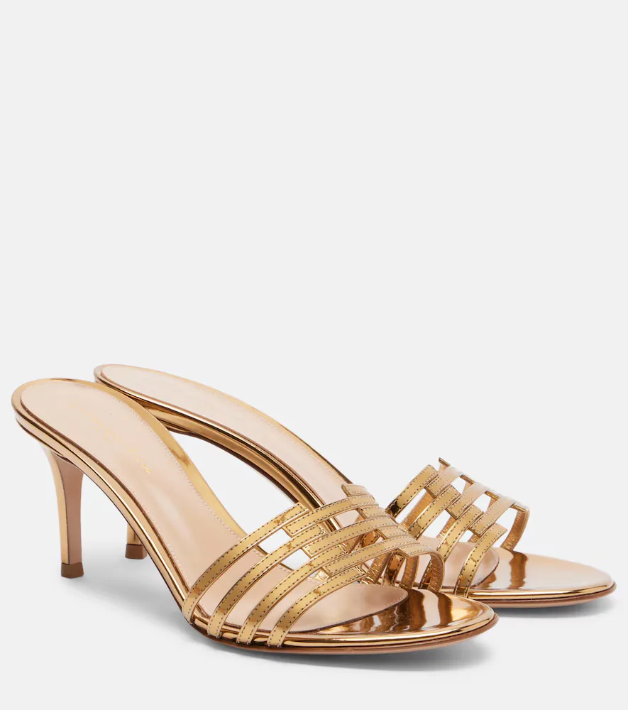 Mules En Cuir Métallisé