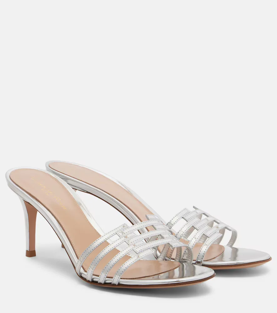Mules En Cuir Métallisé
