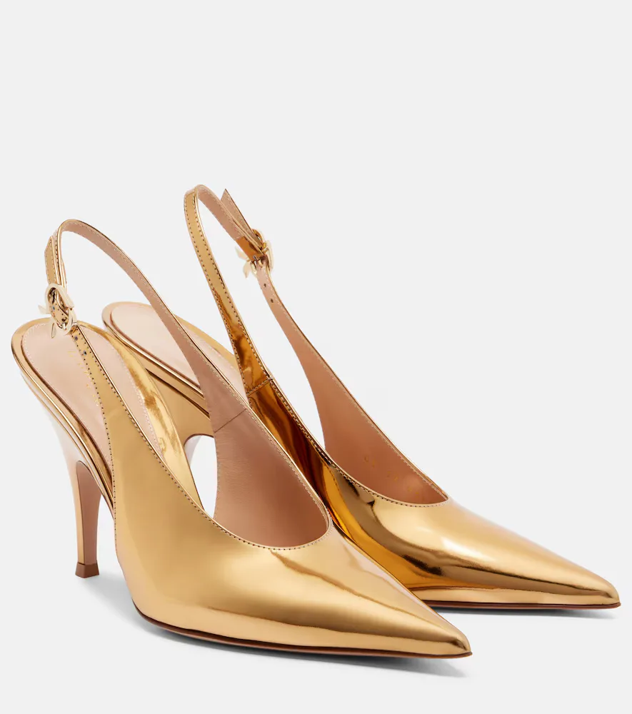 Escarpins Slingback Sofia En Cuir Métallisé