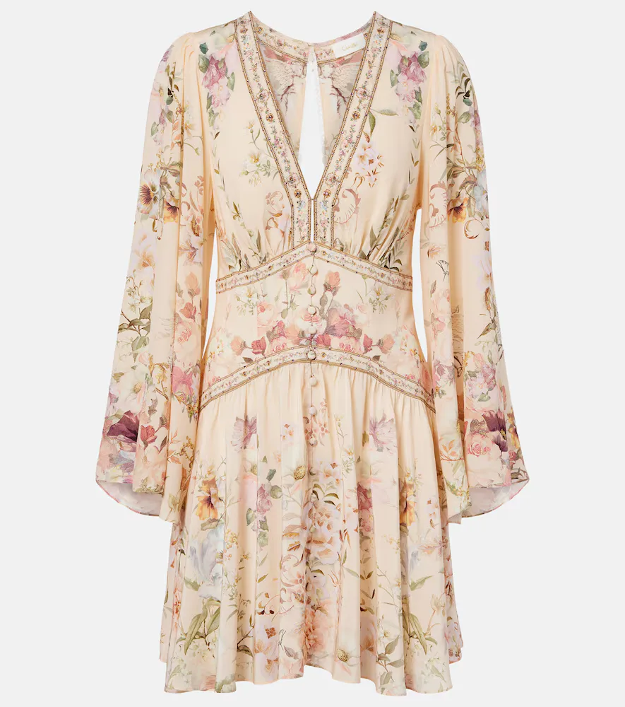Robe En Soie à Ornements Floraux