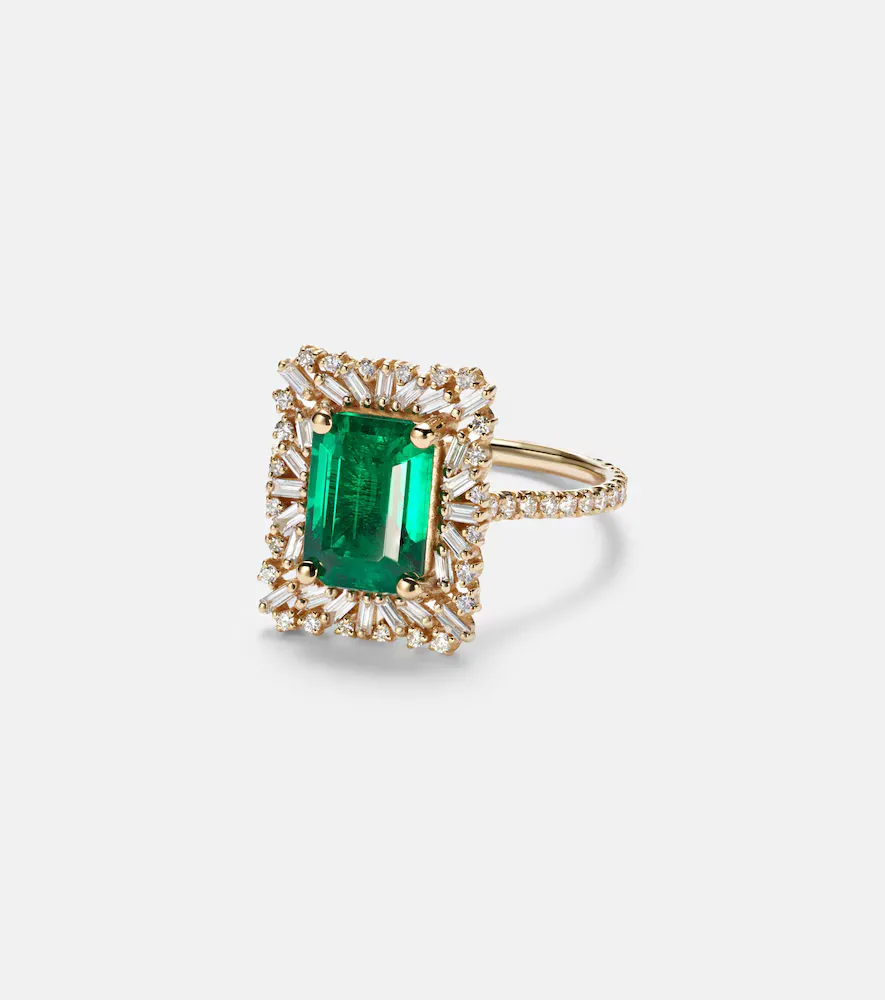 Bague En or 18 ct (750/1000) Avec Émeraude Et Diamants