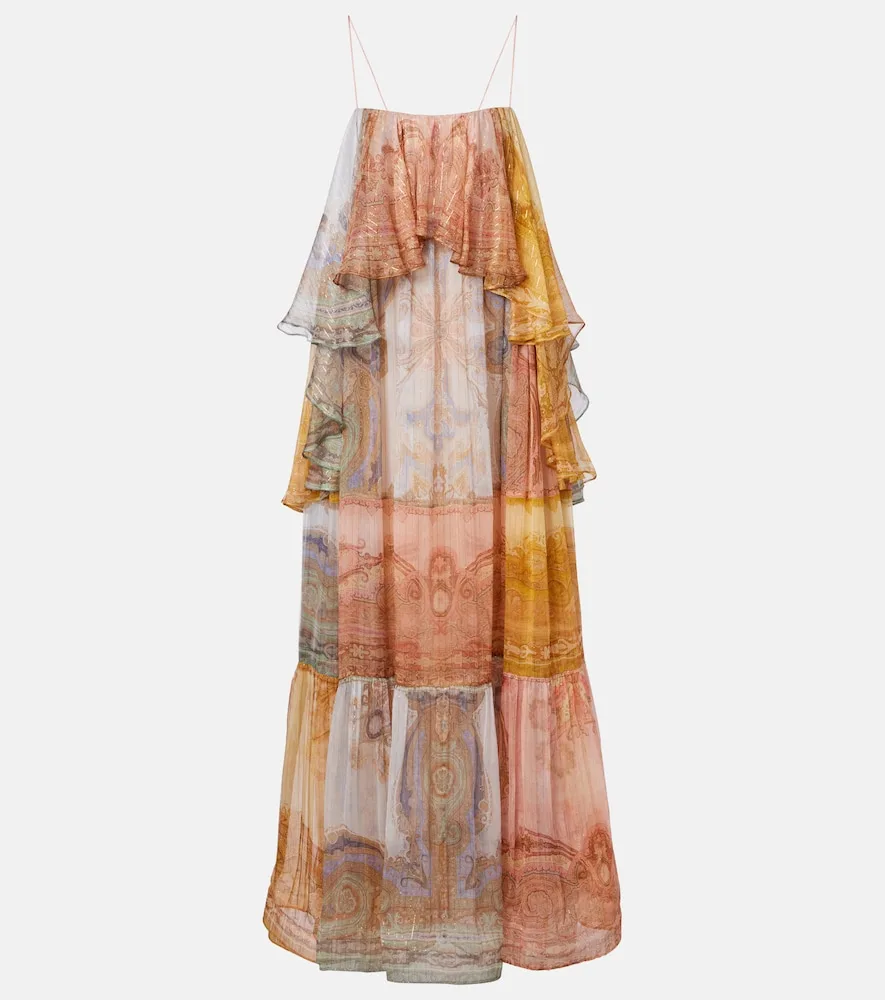 Robe Longue Como Imprimée En Soie Mélangée
