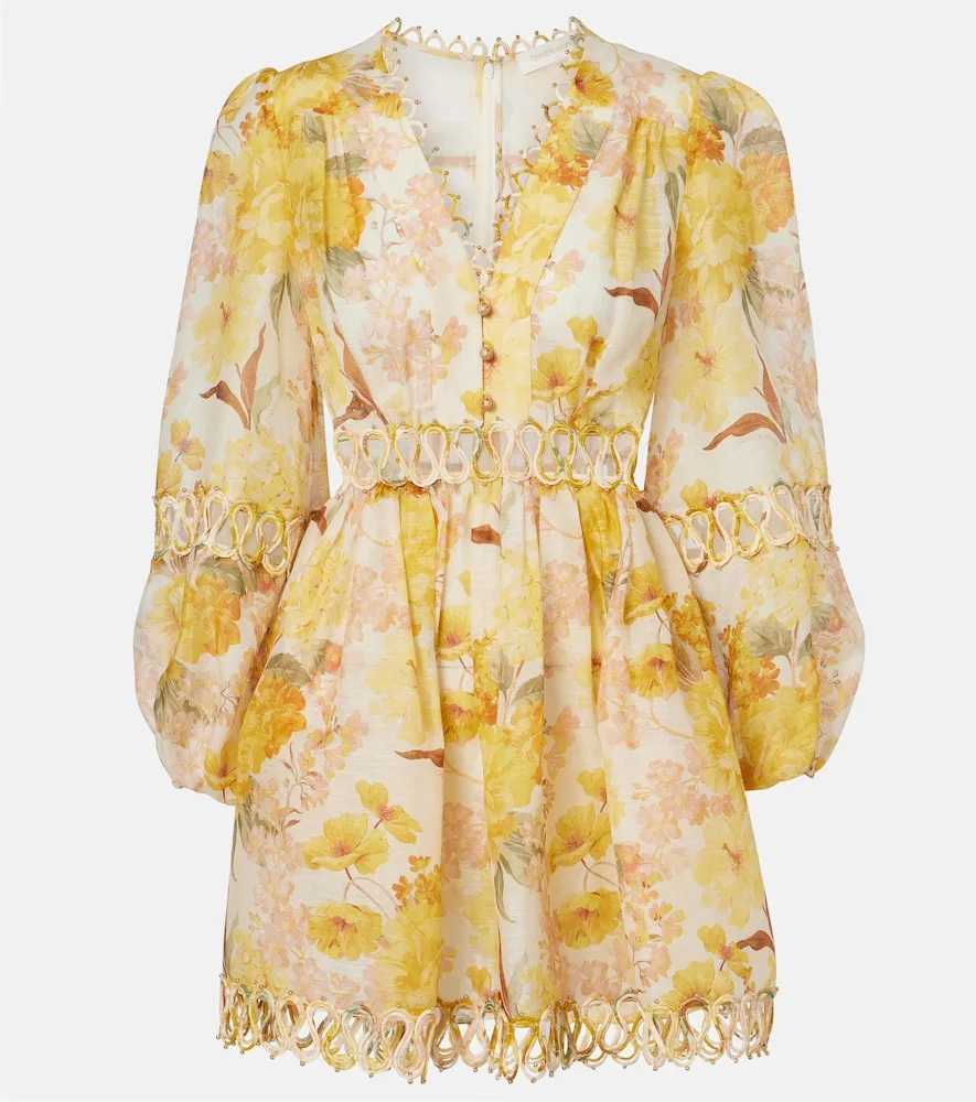 Robe Como En Lin Et Soie à Fleurs