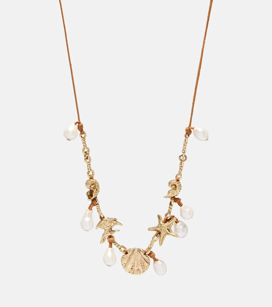 Collier à Pendentifs Et Perles Fantaisie