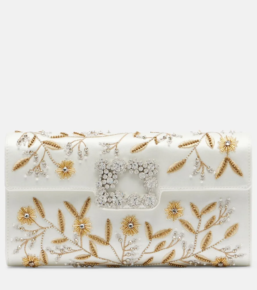 Pochette Efflorescence En Satin à Ornements