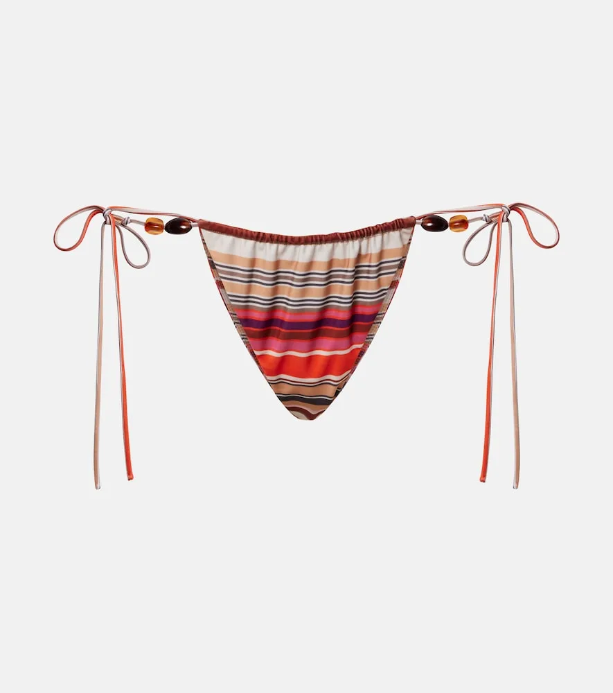 Culotte De Bikini Ombra Rayé à Perles Fantaisie