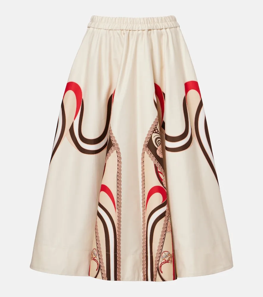 Jupe Midi Ballerina En Gabardine De Coton
