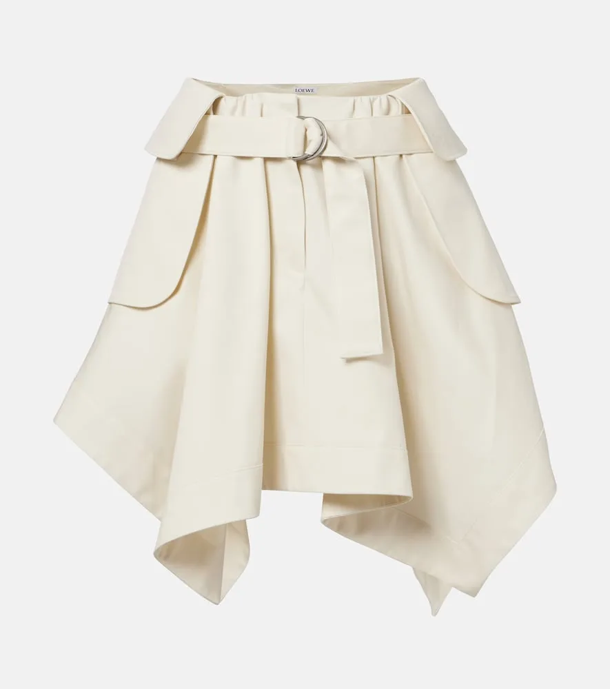 Mini-Jupe En Gabardine De Coton Et Soie