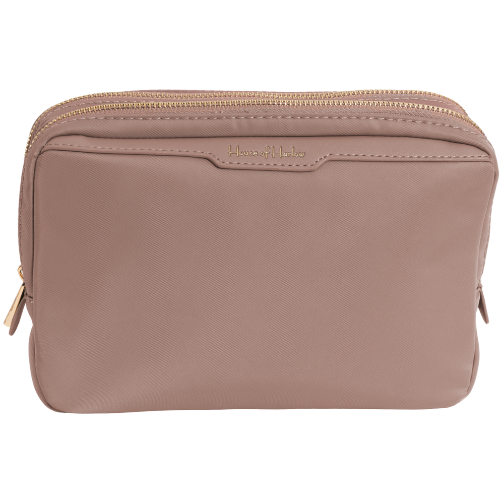 The Twill Nylon Double Compartment Cosmetic Bag