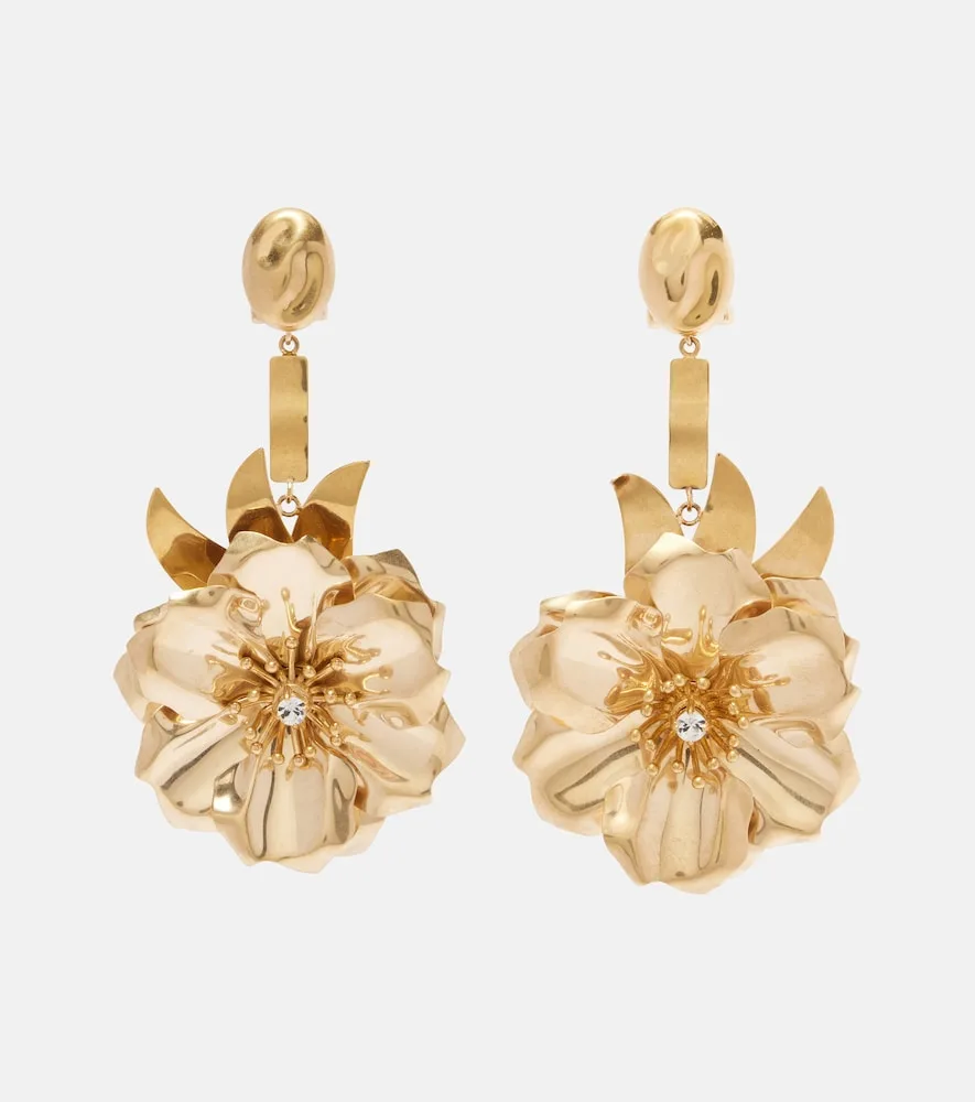 Boucles D'oreilles à Cristaux Et Fleurs