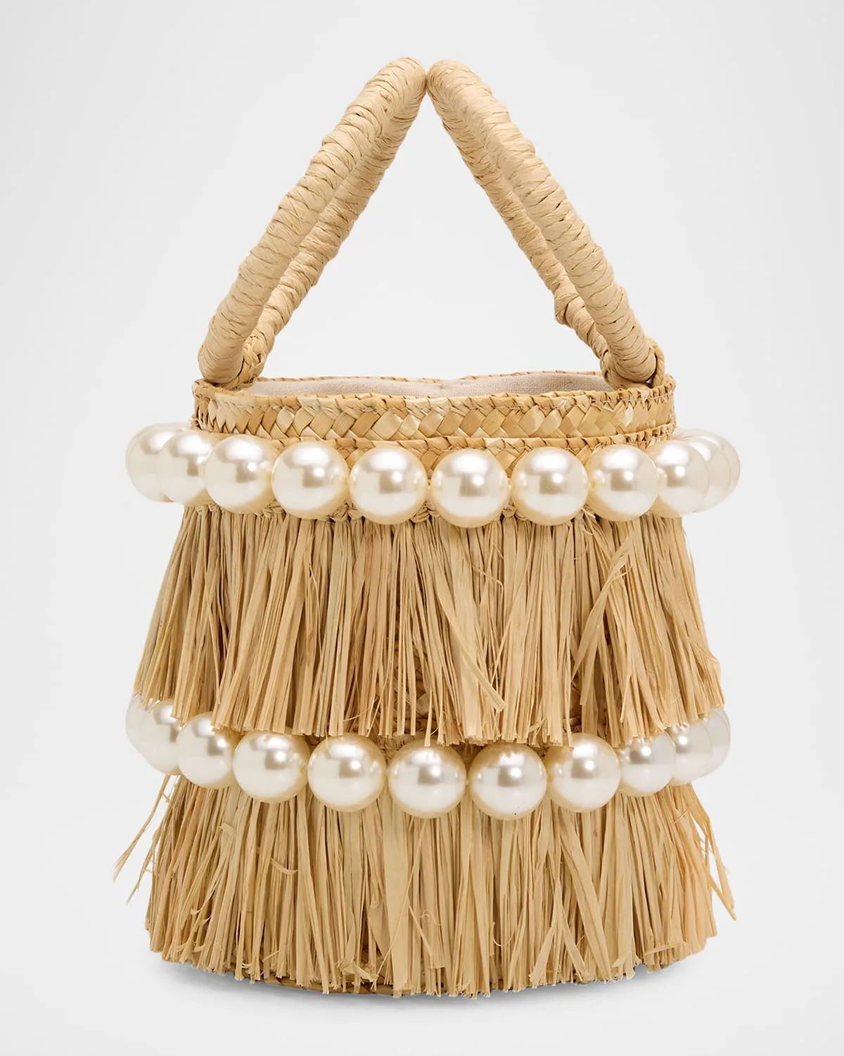 Liv Straw Pearly Bucket Tote Bag
