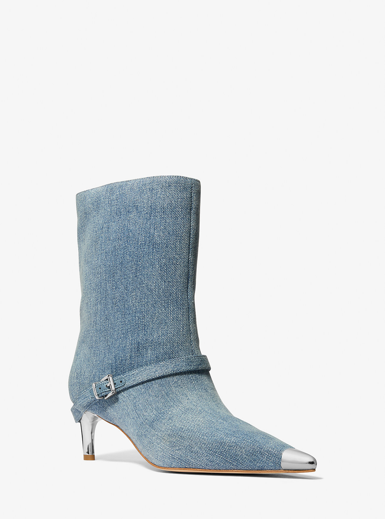 MK Kasia Denim Belted Boot - White