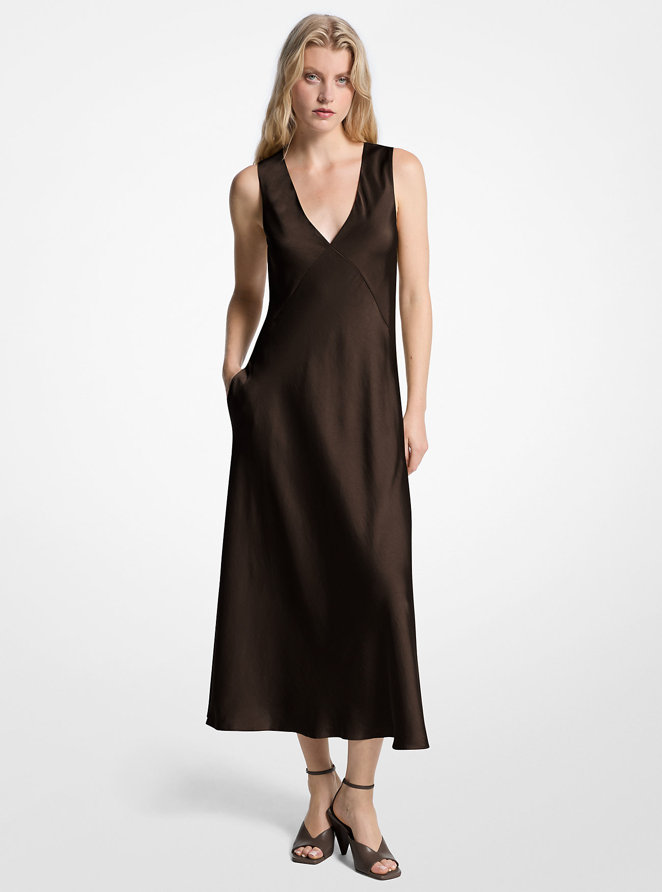 MK Satin Midi Dress - by MICHAEL Michael Kors