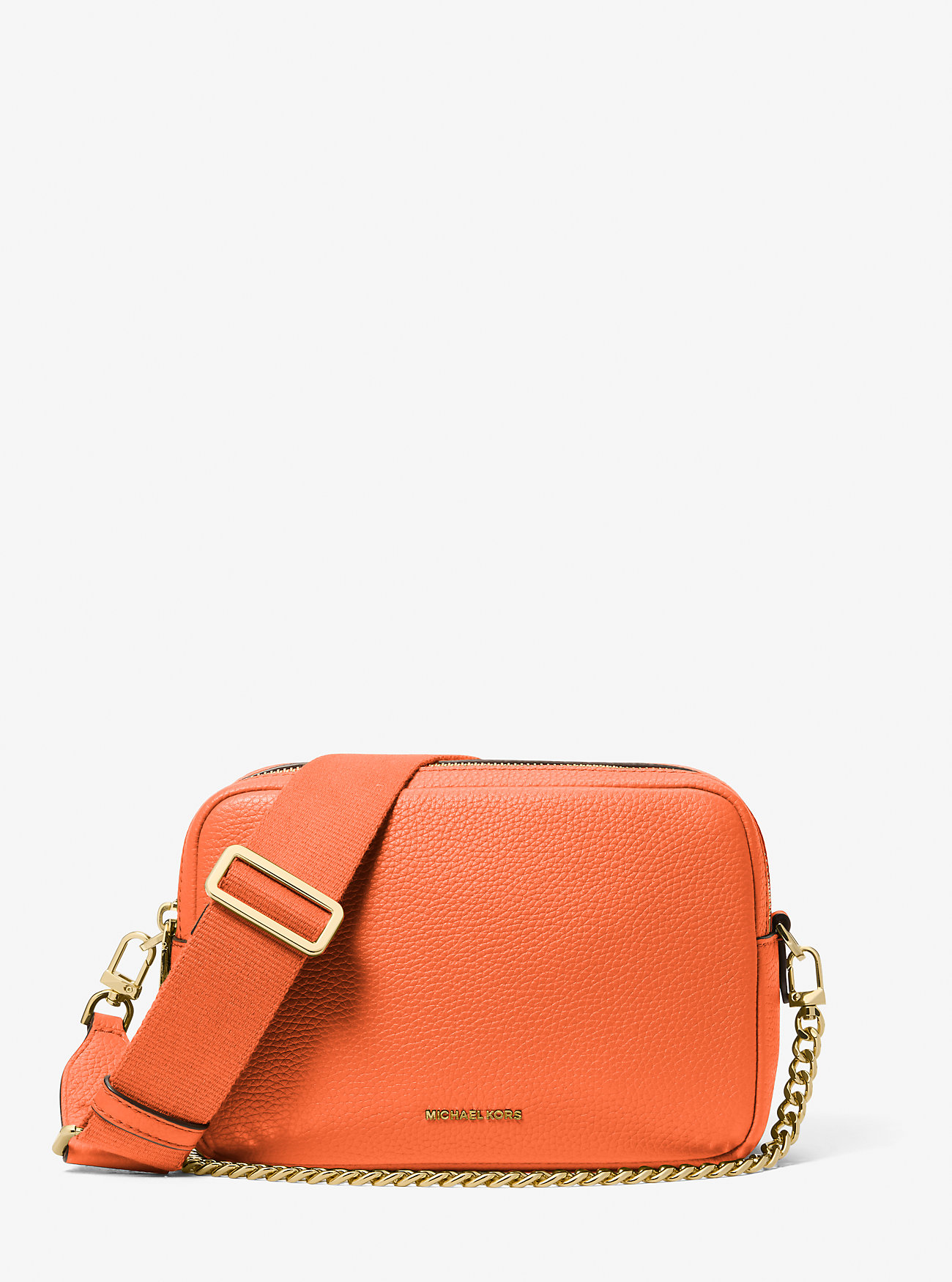 MK Bryant Medium Pebbled Leather Camera Crossbody Bag - Orange