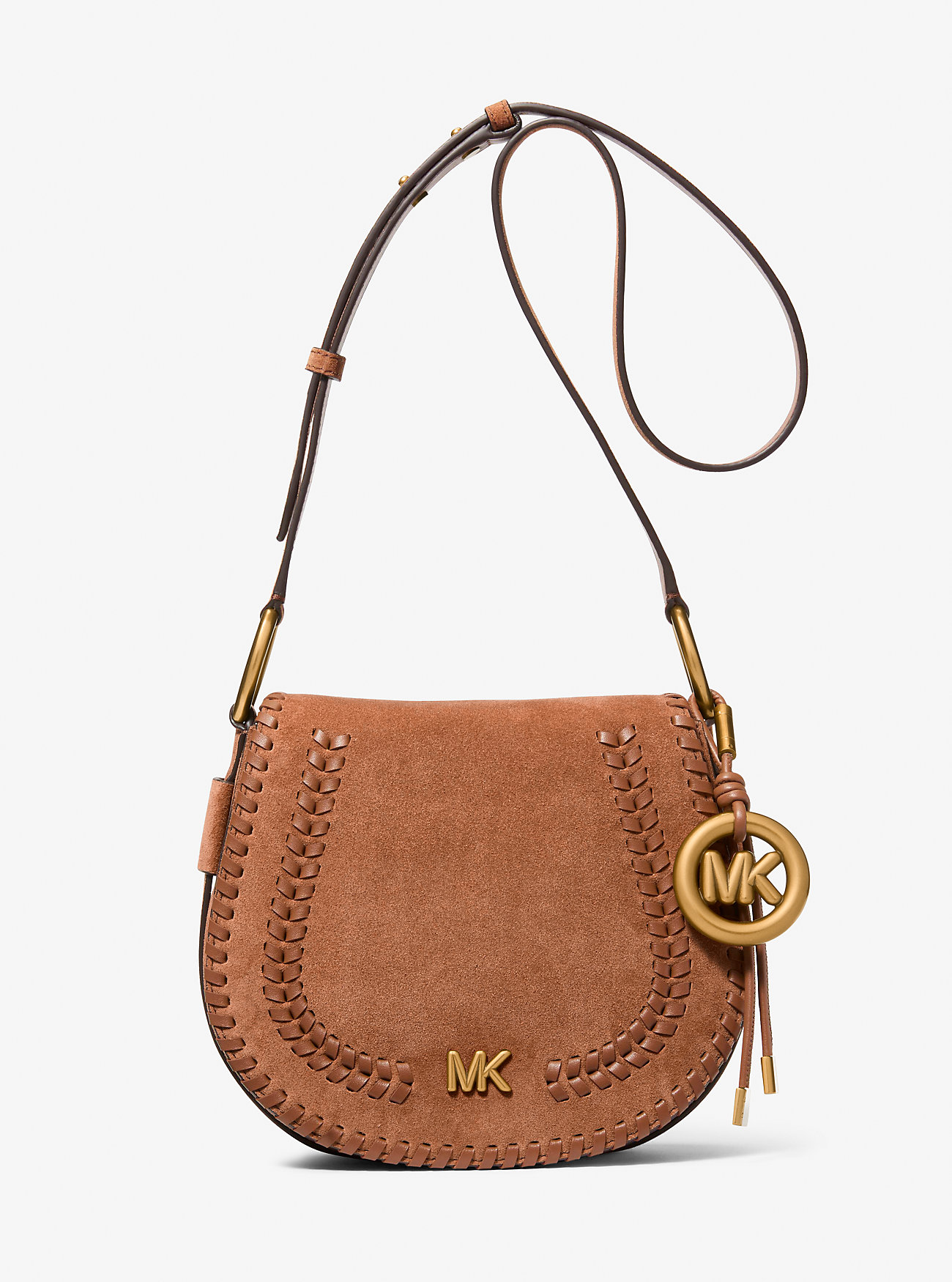MK Josie Medium Whipstitched Suede Saddle Bag - by MICHAEL Michael Kors