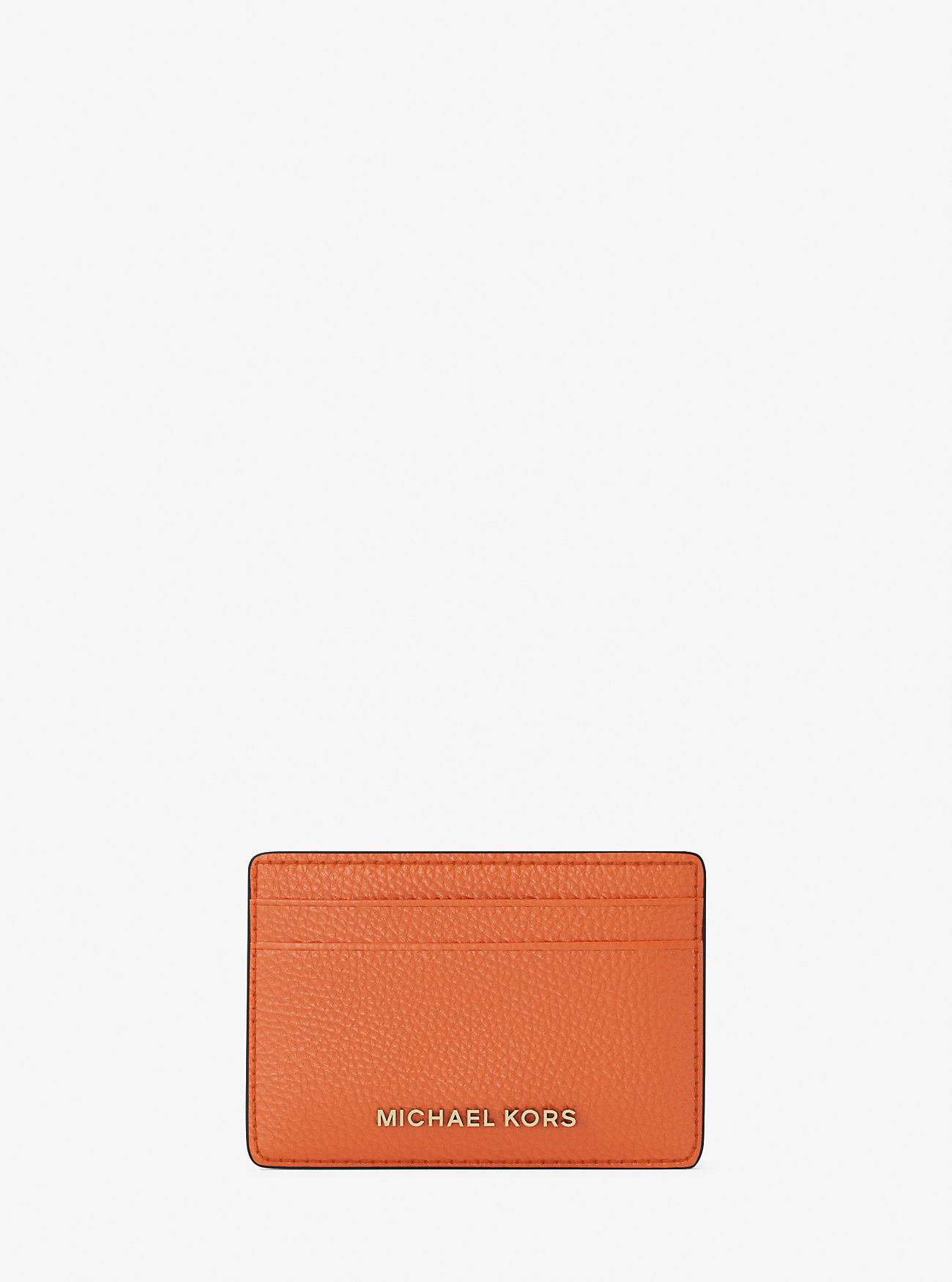MK Pebbled Leather Card Case - Orange