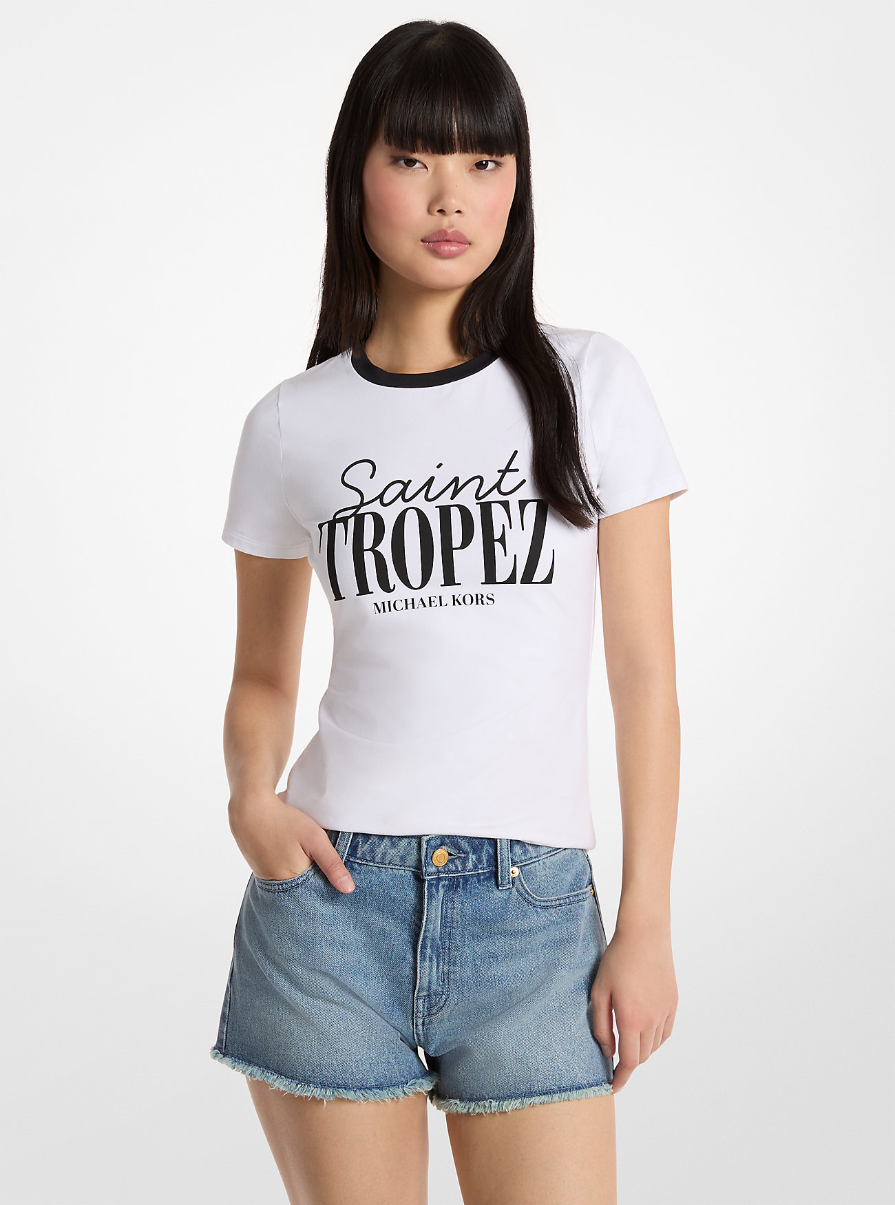 MK St. Tropez Stretch Cotton T-Shirt - by MICHAEL Michael Kors