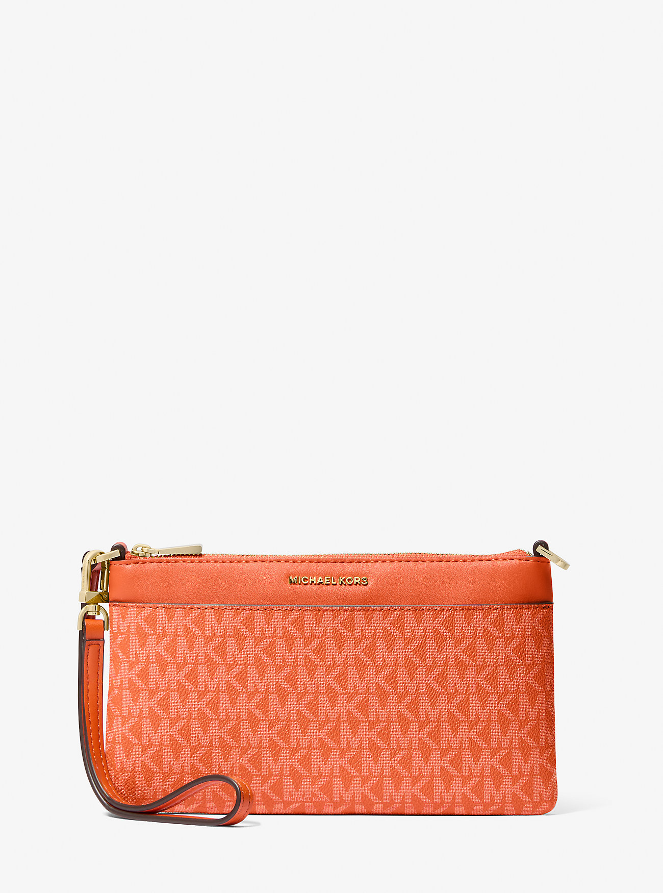 MK Jet Set Large Signature Logo Convertible Zip Wristlet - Orange