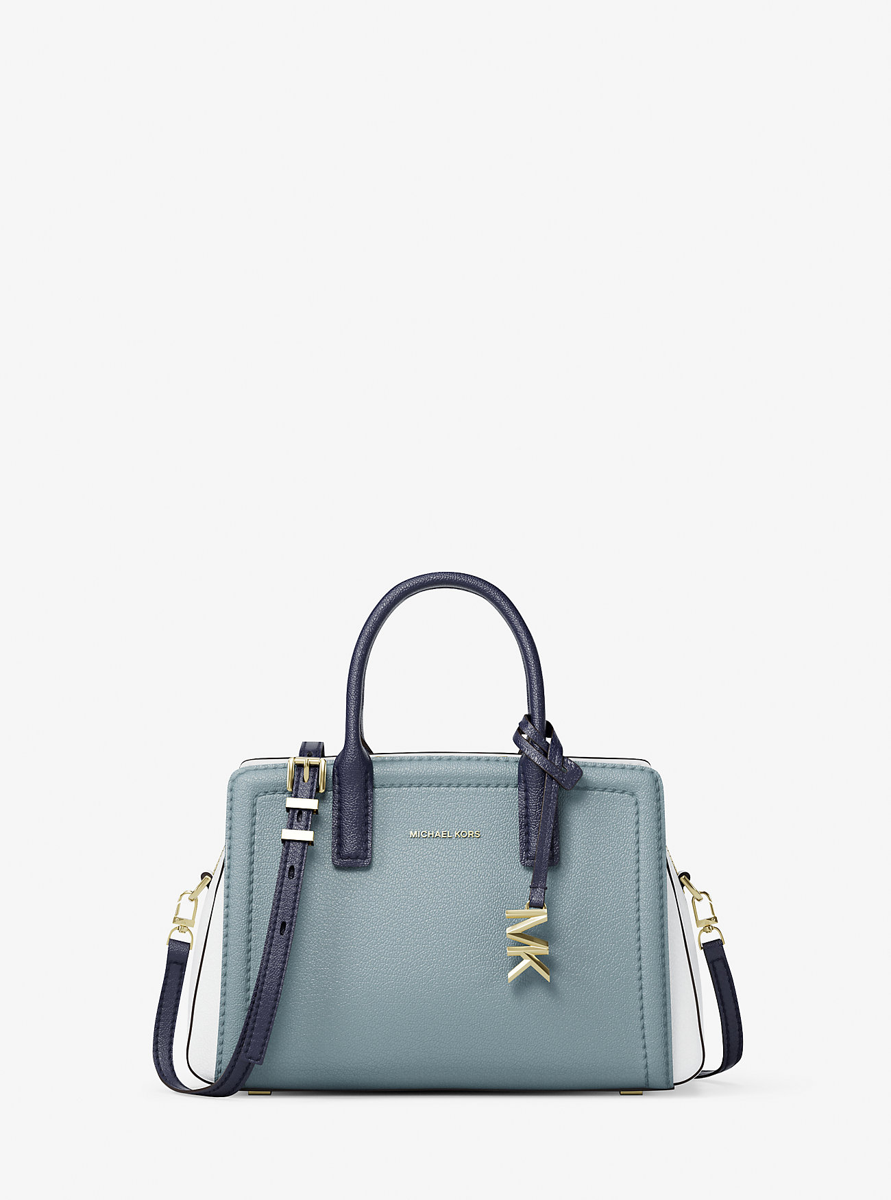 MK Laila Extra-Small Color-Block Leather Crossbody Bag - Blue