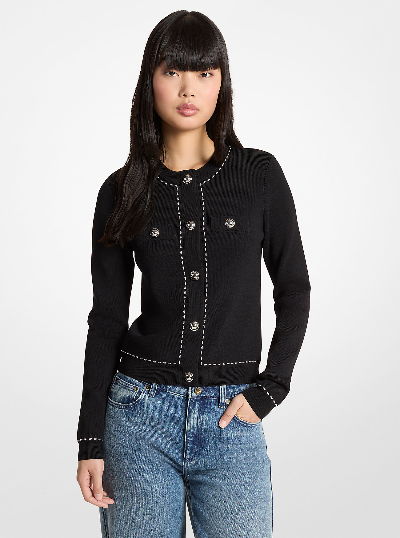 MK Studded Stretch Knit Cardigan -