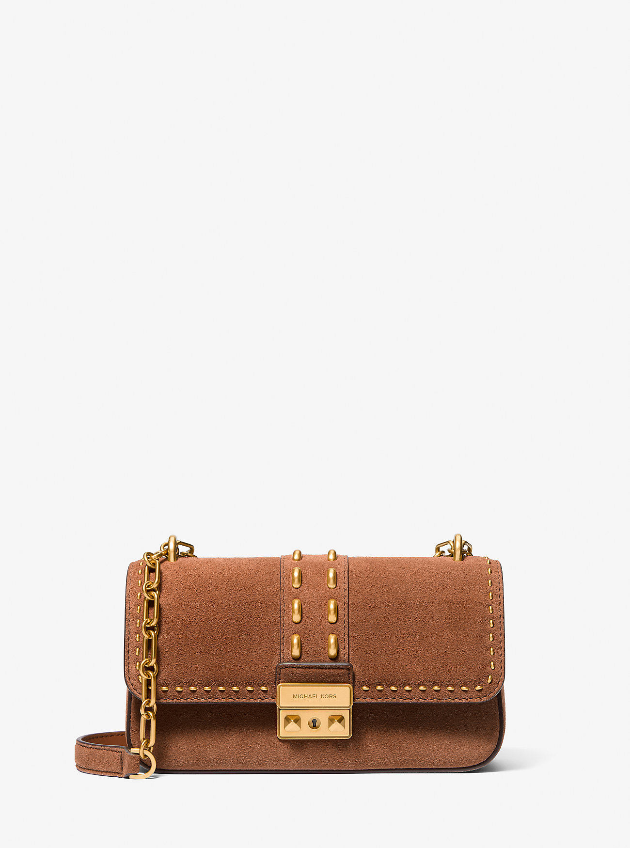 MK Tribeca Small Studded Suede Shoulder Bag -