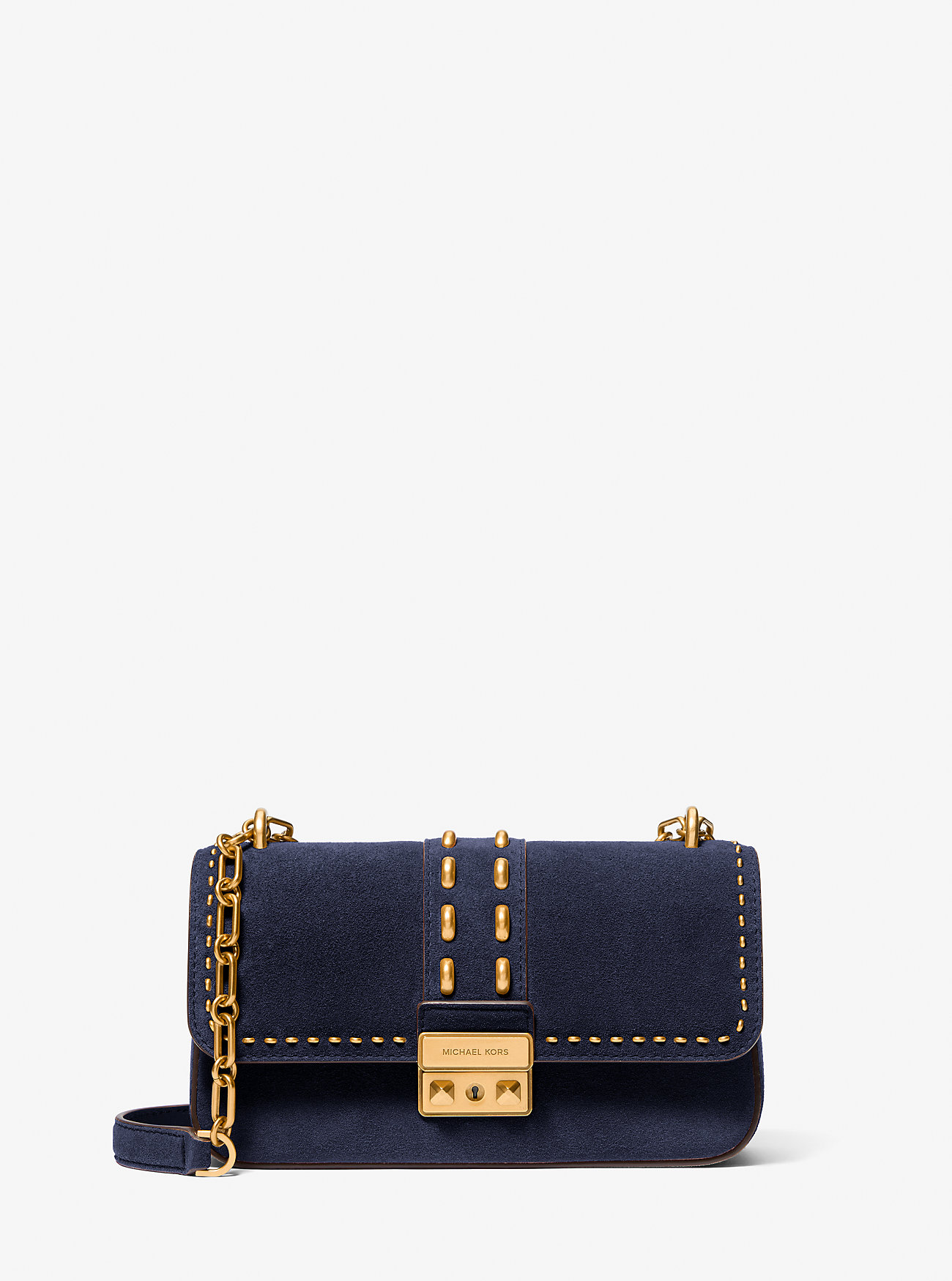 MK Tribeca Small Studded Suede Shoulder Bag -