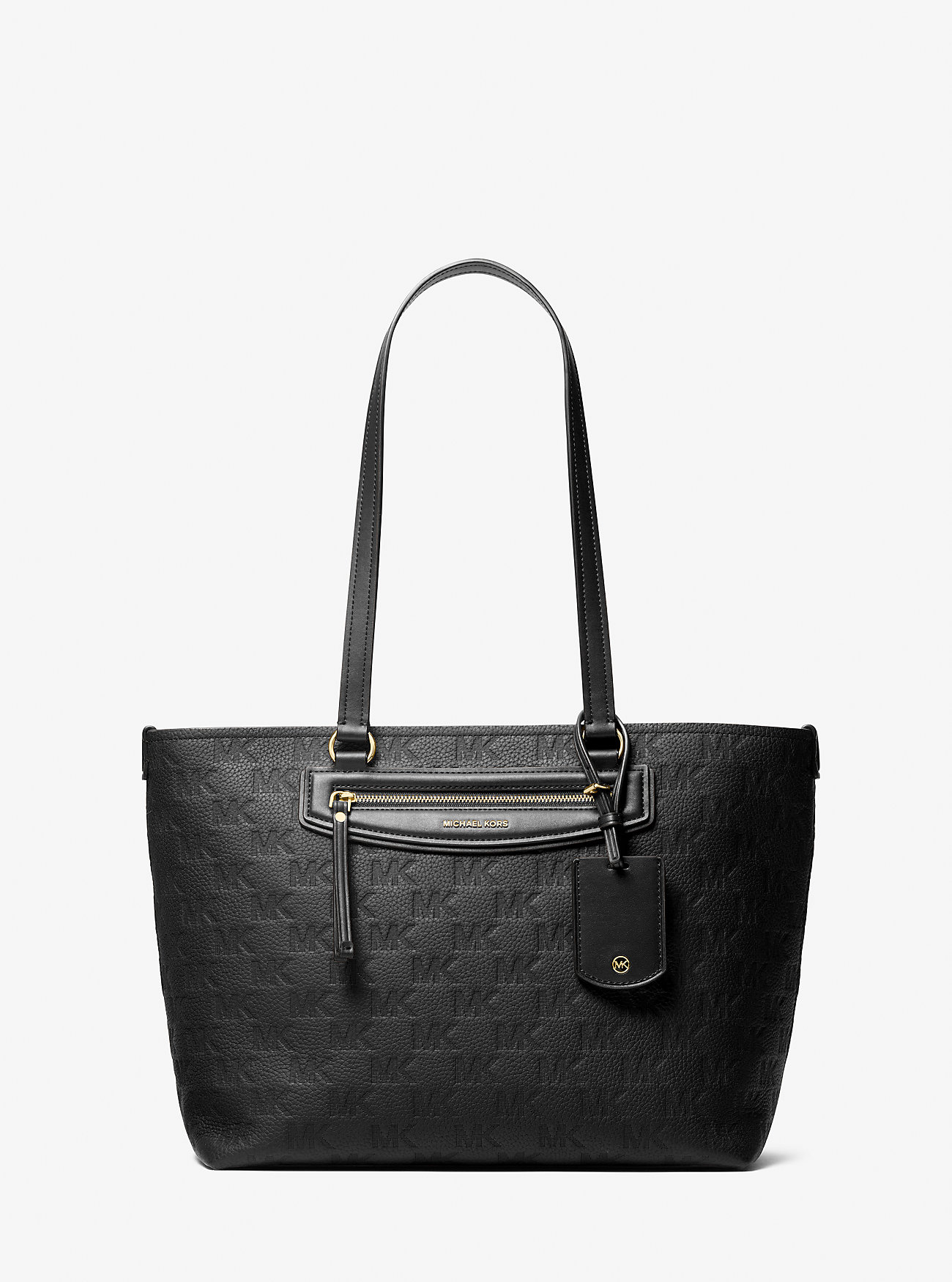 MK Jet Set Travel Medium Logo Embossed Leather Tote Bag -