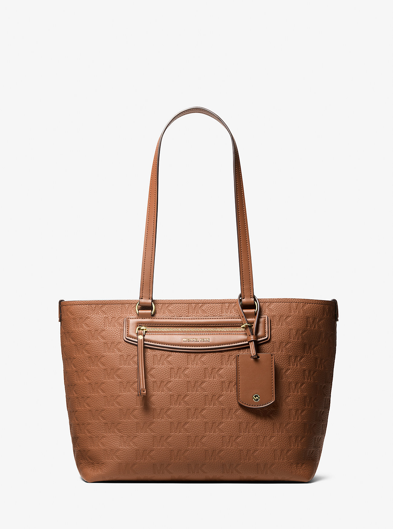 MK Jet Set Travel Medium Logo Embossed Leather Tote Bag -