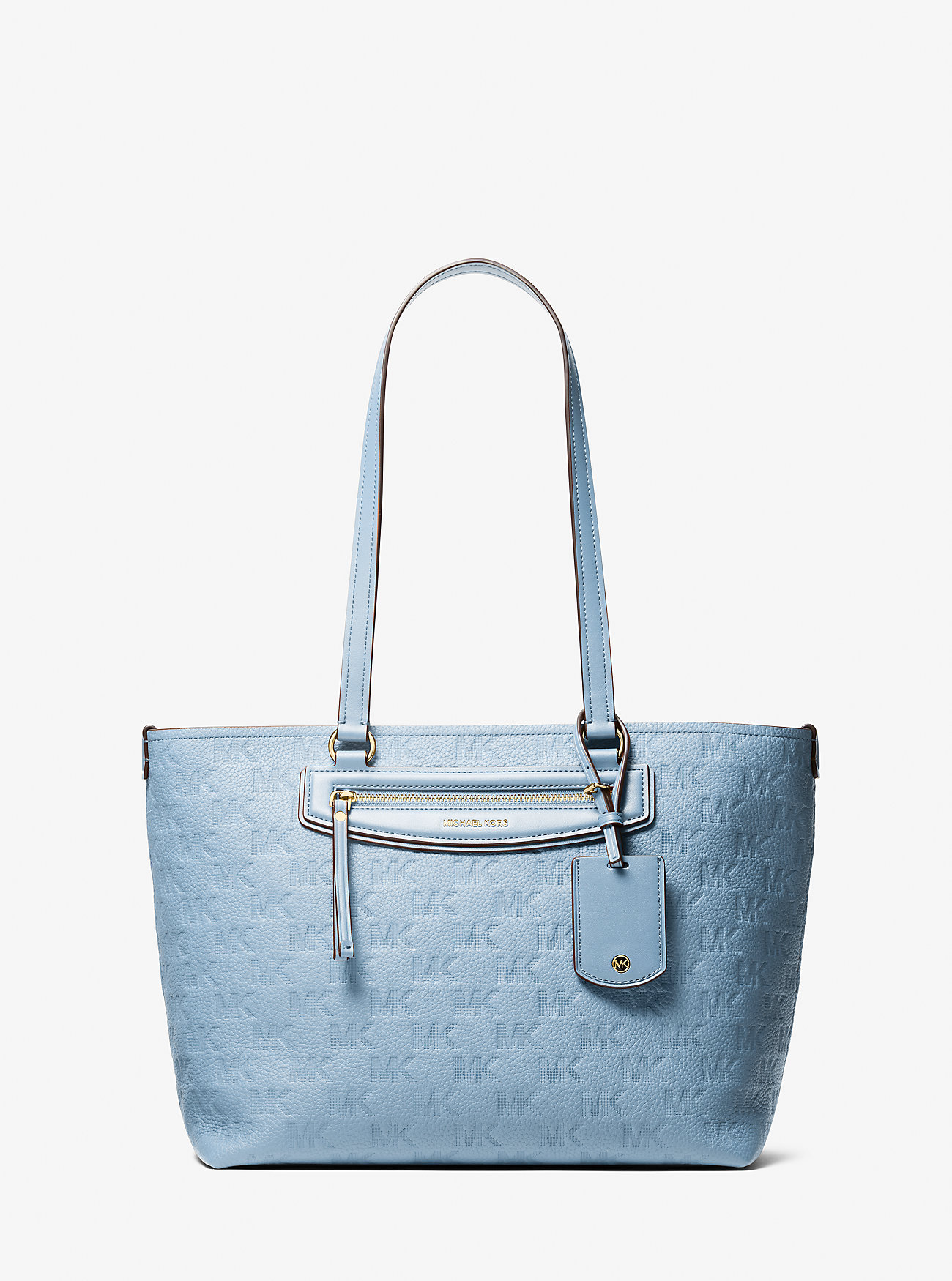 MK Jet Set Travel Medium Logo Embossed Leather Tote Bag -