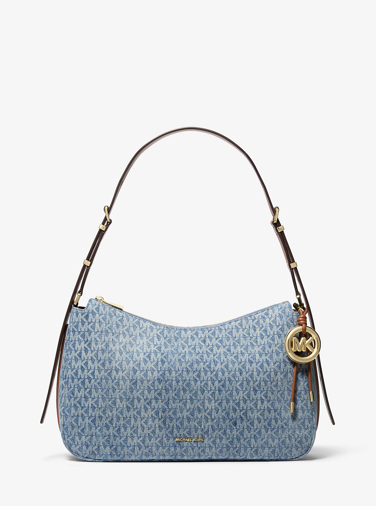 MK Nolita Medium Logo Embossed Denim Convertible Shoulder Bag - Blue